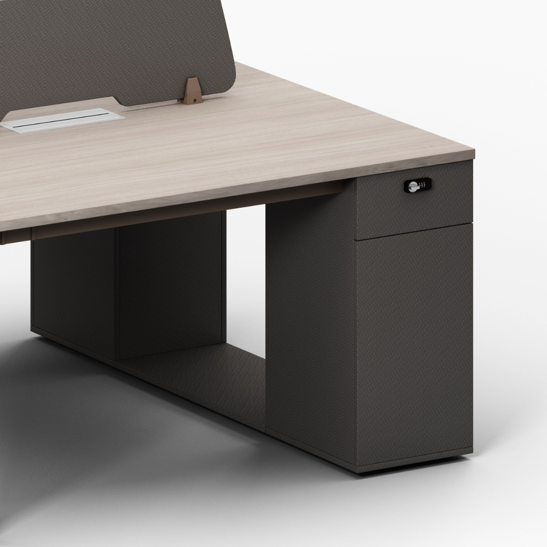 Mindful 4 Person Workstation with Side Cabinet