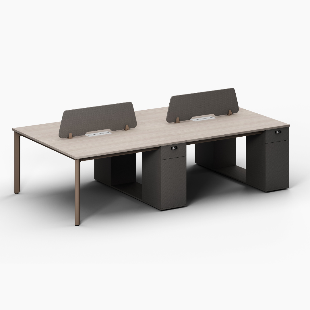 Mindful 4 Person Workstation with Side Cabinet