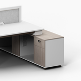 Mindful 2 Person Workstation with Auxiliary Cabinet