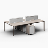 Mindful 4 Person Workstation with Auxiliary Cabinet