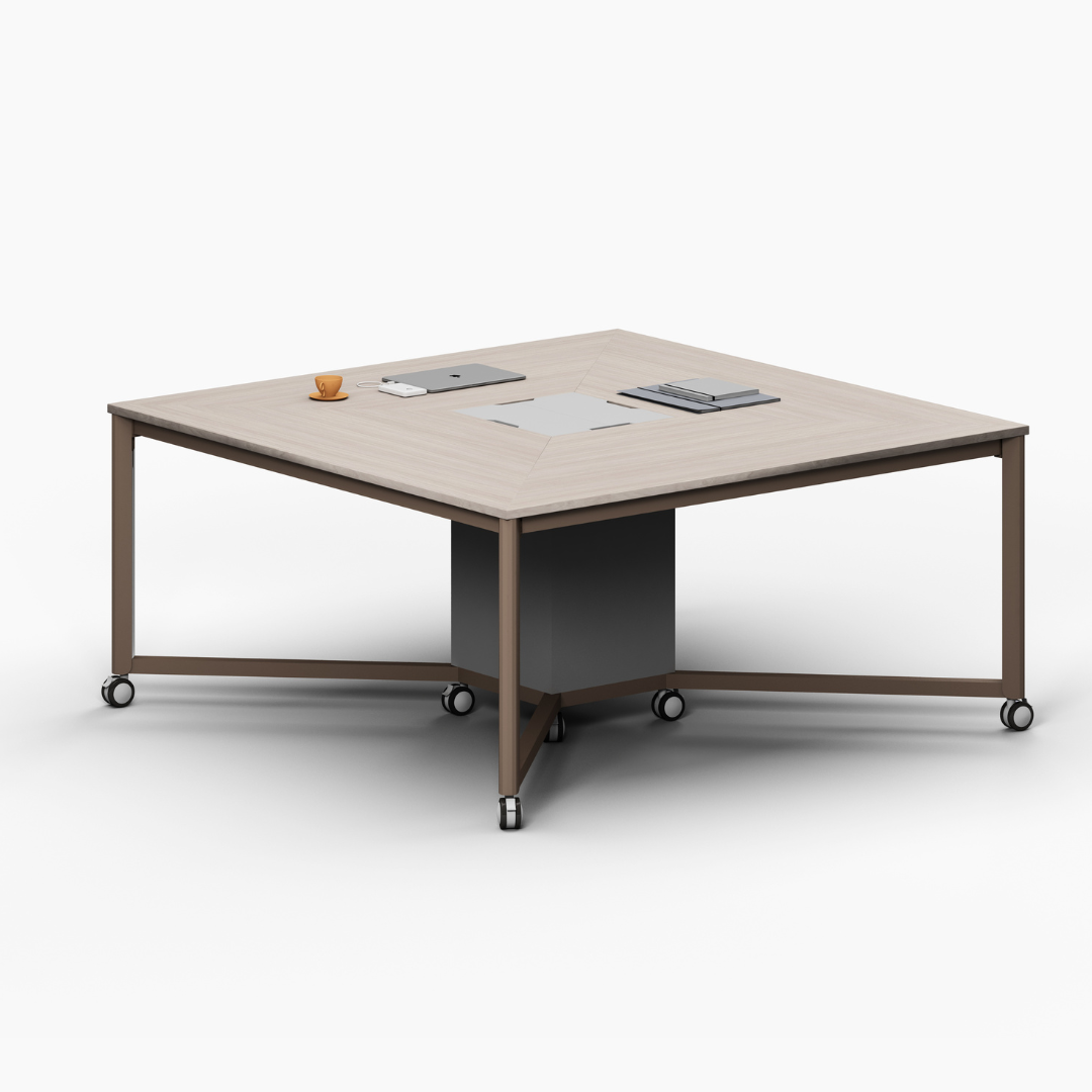 Mindful Square 4 Person Workstation with Wheels