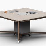 Mindful Square 4 Person Workstation with Wheels