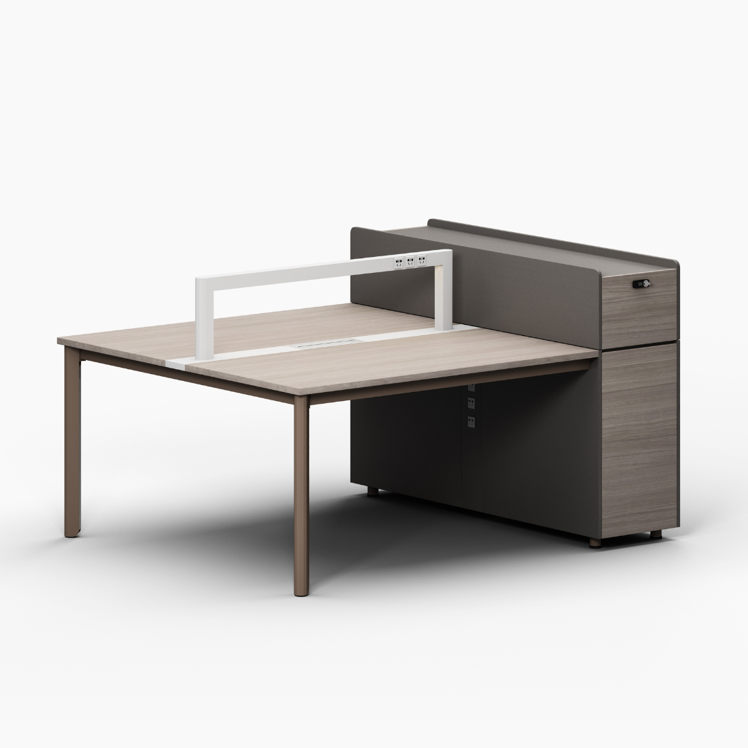 Mindful More 2 Person Workstation with Side Storage