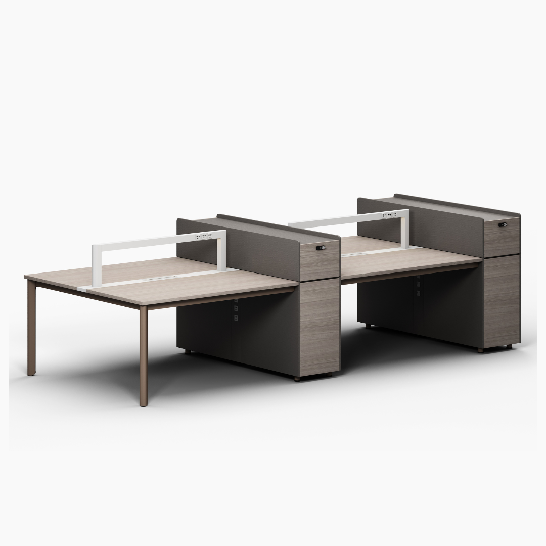 Mindful More 4 Person Workstation with Side Storage