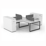 Warnock 4 Person Workstation with Side Cabinet