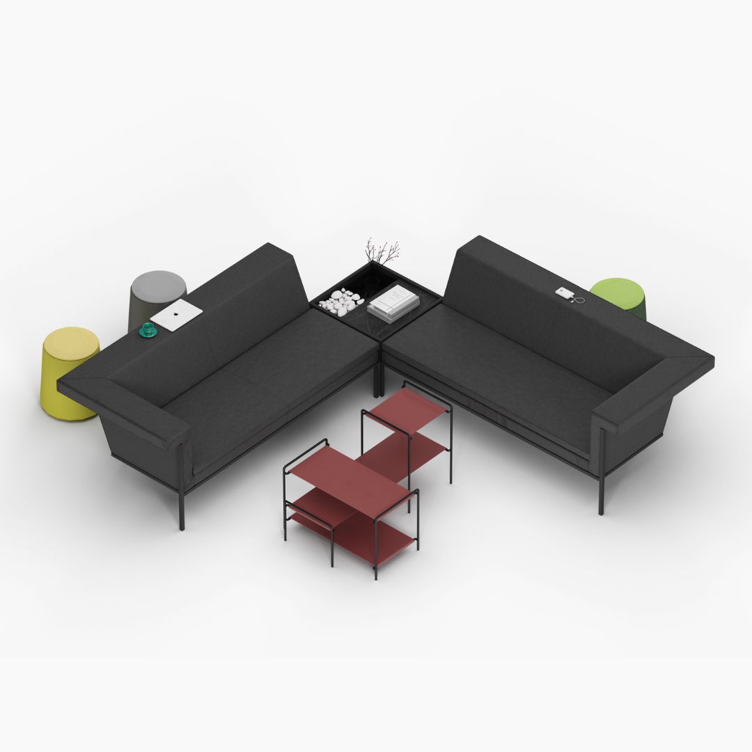 Moss Modular Sofa with Side Table