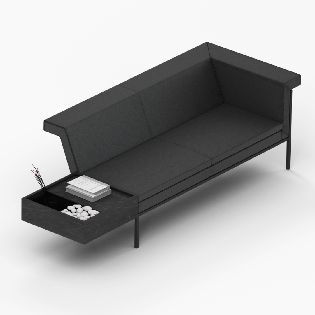 Moss Modular Sofa with Side Table