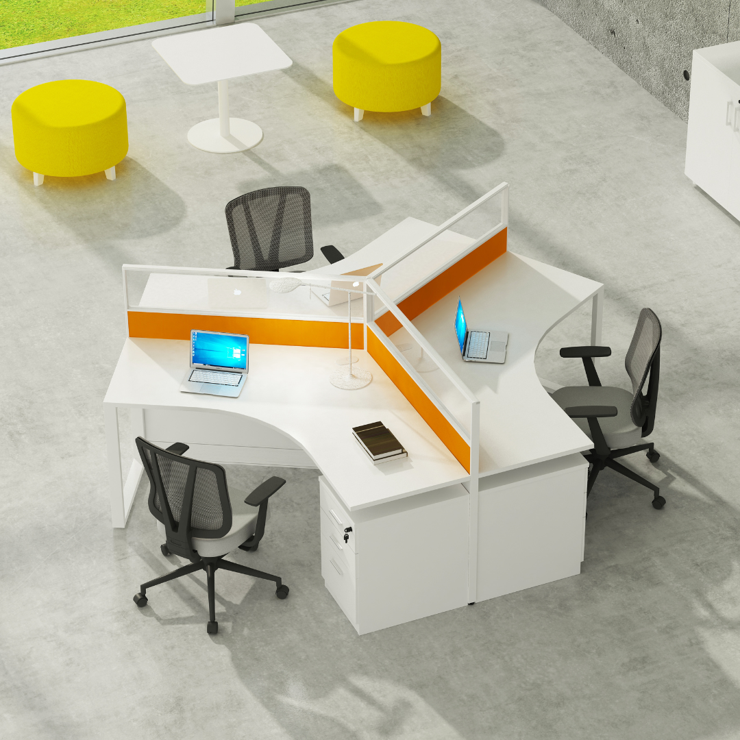 Aston Orange 3 Person Cluster Workstation