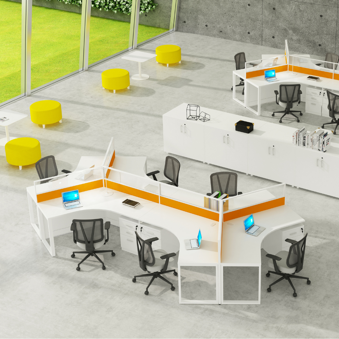 Aston Orange 3 Person Cluster Workstation