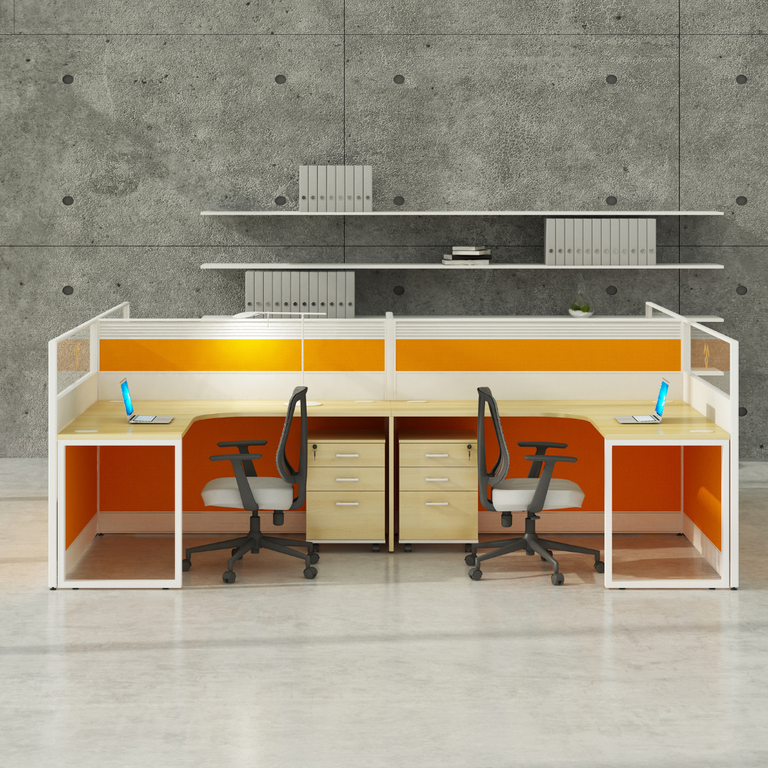 Aston Orange 4 Person Workstation