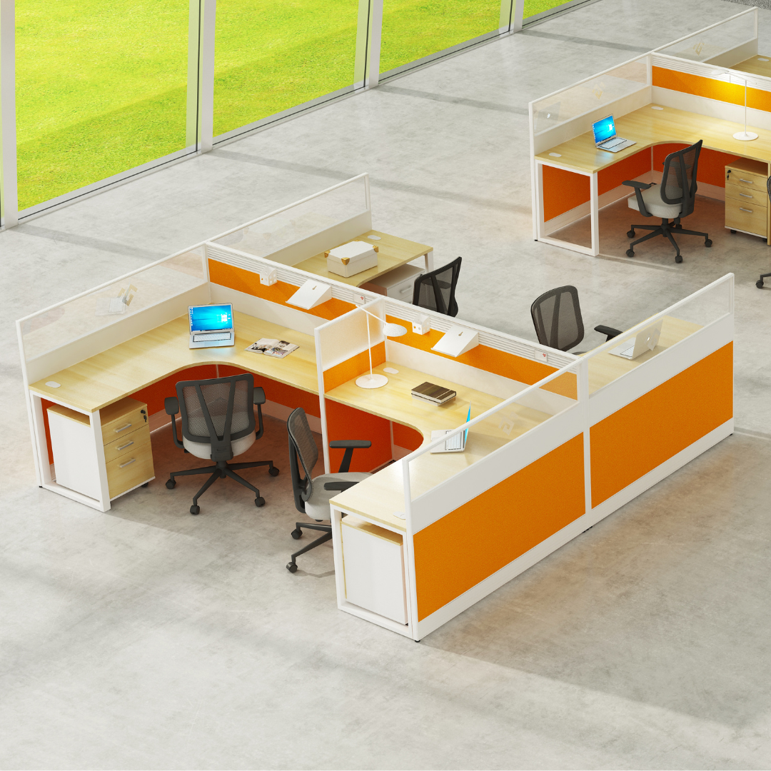 Aston Orange 4 Person Workstation