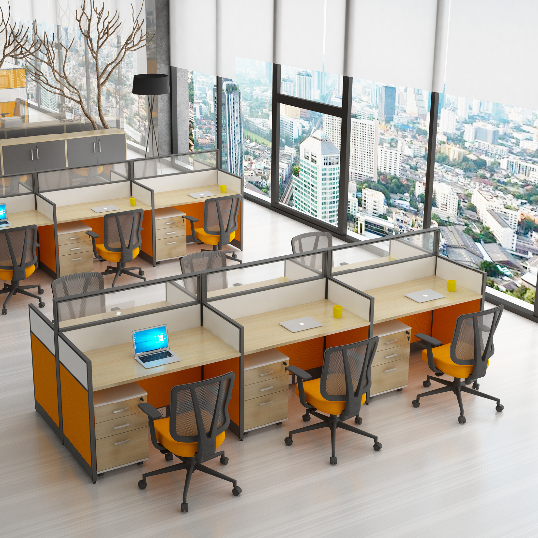 Aston Orange 6 Person Workstation