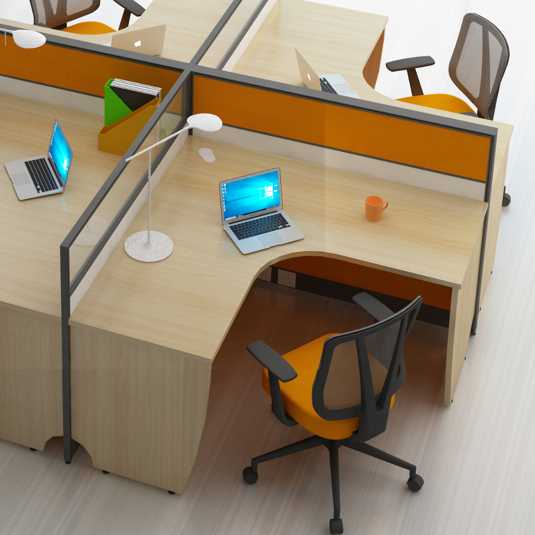 Aston Orange 4 Person Cluster Workstation