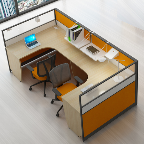 Aston Orange 4 Person Cluster Workstation