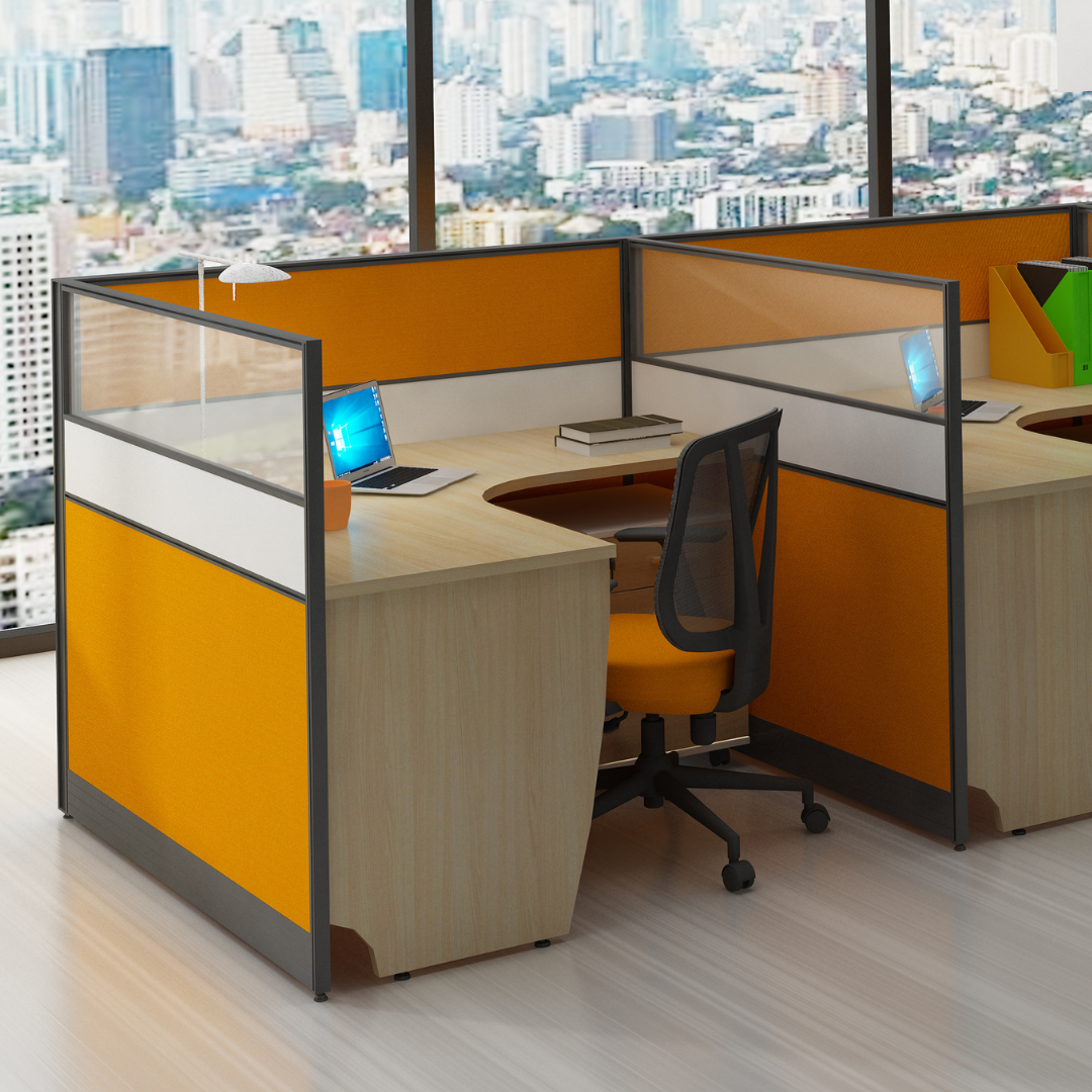 Aston Orange 3 Person Workstation